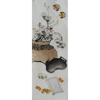 永德吉墨锦轩特价装饰国画字画花鸟手绘四尺对开花鸟画a7