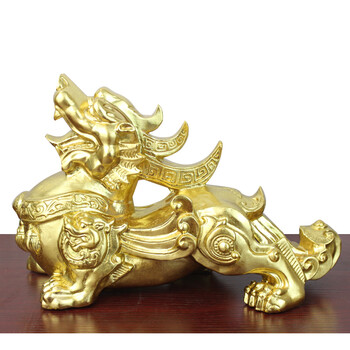黄铜貔貅 贴金貔貅 铜工艺品 摆件 都有 预售贴金小号如意尾貔貅右脚