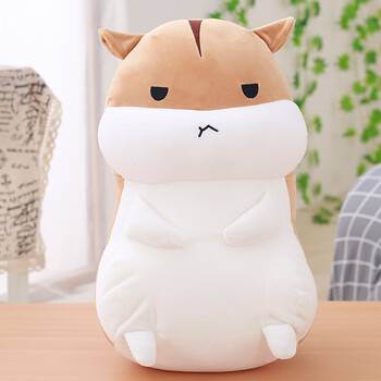 仓鼠暖手抱枕公仔毛绒玩具睡觉娃娃玩偶圣诞生日礼物女孩 棕色生气款