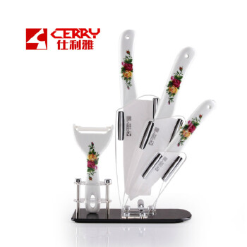 仕利雅陶瓷刀 刀具套装厨房刀具陶瓷刀具组合菜刀套刀五件套正品水果刀瓜刨剪刀菜刀包邮 牡丹花刀具