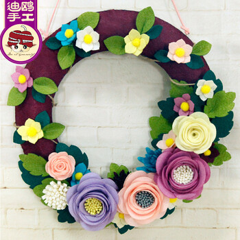 新年装饰门环花环门帘挂件制作材料包 墙壁挂不织布diy手工 编织的梦
