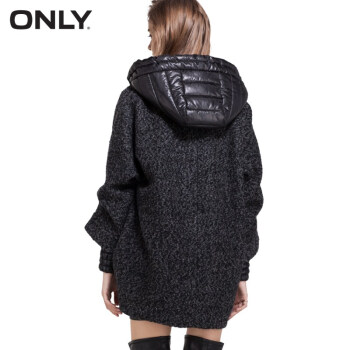 ONLY秋装新品含羊毛格纹连帽宽松中长毛呢大衣女T|11536T010 104浅花灰  165/84A/M