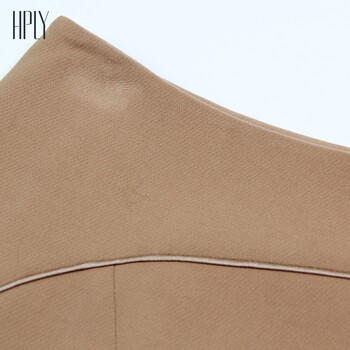 HPLY(荷比俪)春新款女装显瘦A字立体拼接鱼尾半裙 62驼色 40(170/72A)