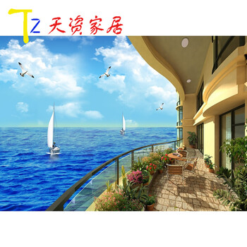 天资餐厅挂画客厅装饰画单幅 卧室无框画风景画海景壁画沙滩椰树墙画 