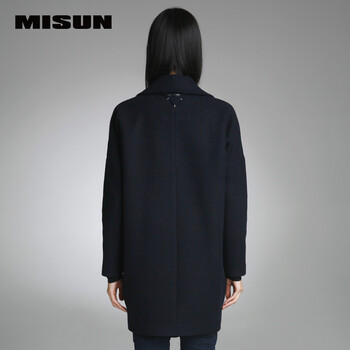 
                                        MISUN/米尚秋冬新款欧洲站小茧型翻驳西服领加厚呢子大衣女 灰色 S                