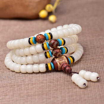 白玉菩提108颗佛珠毛衣链手链 手串情侣男女款本命年礼物 款式一