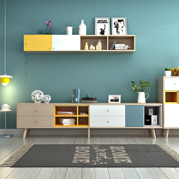 创意电视柜欧式地柜组合电视墙家居用品客厅家具长方形新婚彩色 2米