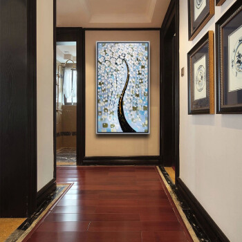 
                                        天顶山 客厅装饰画现代简约抽象画卧室墙画花卉餐厅挂画玄关壁画发财树三联画 花开富贵三联画02 50*50cm                