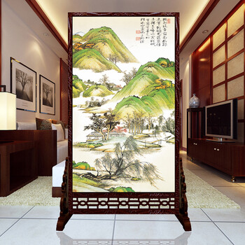 
                                        私人定制中式座屏 书房酒店隔断 办公室客厅双面屏风 022春风美景 160cm宽*180高 左镂空                