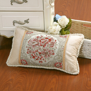 美容院花边枕头美容美体按摩床枕头套芯学生纯棉 米白 灯芯绒