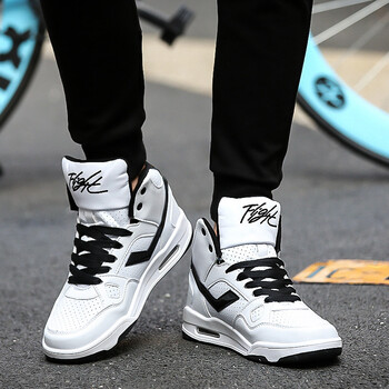 火拳全新上市冬季学生高帮鞋加绒韩版白色运动鞋男士休闲鞋男鞋45码