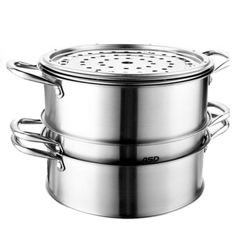 爱仕达ASD三层不锈钢不窜味蒸锅 电磁炉通用烹饪锅具QL1526S 26CM