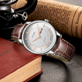 西腾(citole)男士皮带手表休闲时尚真皮防水全自动机械表表盘正品9047