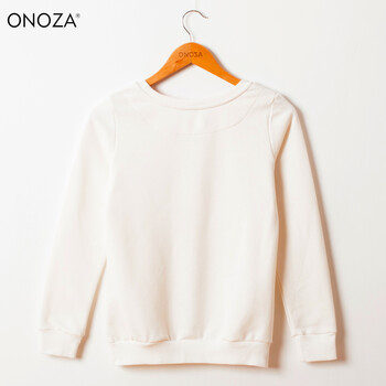 ONOZA 2016秋冬新款韩版加绒加厚卫衣女外套 大眼睛印花学生女长袖套头女款上衣潮 白色 M