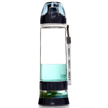 
                                        绿珠 运动水壶  带盖创意旅行杯茶杯  茶水分离水杯塑料杯子  PC202 深蓝色600ML                