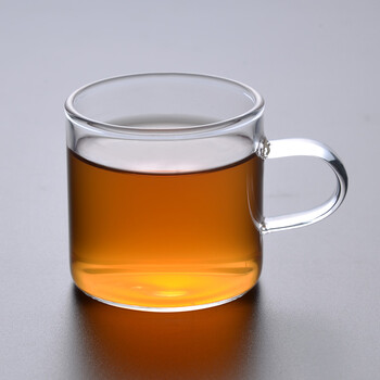 耐热玻璃加厚透明茶杯 带把玻璃杯子花茶杯水杯功夫小茶杯 直把玻璃杯