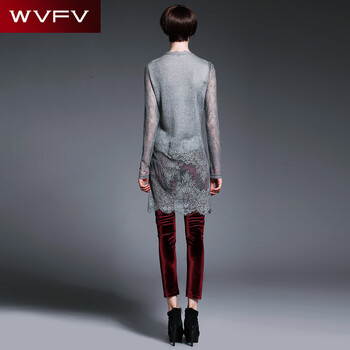WVFV 2015秋装新款欧美修身显瘦金丝绒红色打底裤百搭小脚裤 K6059 红色 6 L