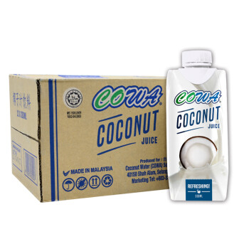 马来西亚进口COWA椰子汁饮料330ml*12瓶 椰奶饮料  整箱椰汁