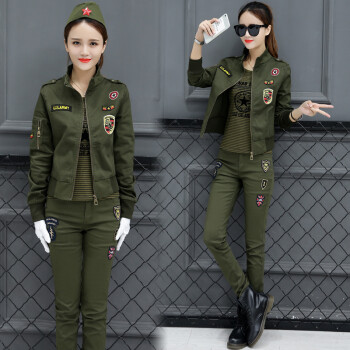 hoscene 女式秋装野战服战术 迷彩服女套装 军迷服饰 女军装 学生作训