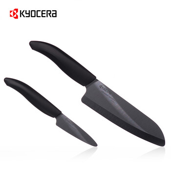 京瓷KYOCERA  陶瓷刀具套装 礼盒套装三德菜刀 二件套 FK-075/160 黑柄黑刃
