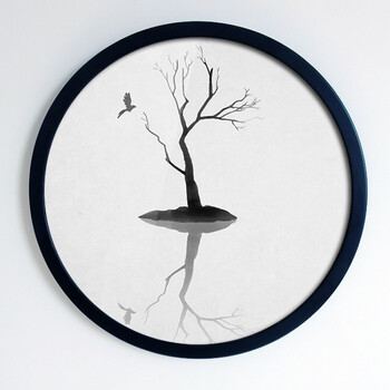 客厅圆形相框挂画水墨画中国风现代中式办公室山水画装饰画壁画 10