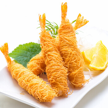 喵小二 冷冻千丝万缕黄金面线虾 750g 30只 袋装 油炸食品半成品_ 4