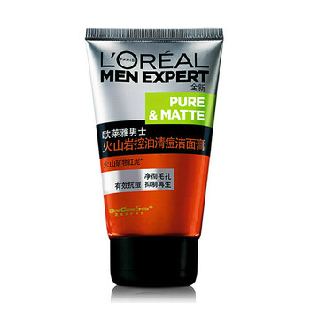 
                                        欧莱雅（LOREAL） 男士洗面奶控油祛痘抗黑头洁面乳去黑头保湿补水深层清洁收缩毛孔 男士火山岩控油清痘洁面膏100ml                
