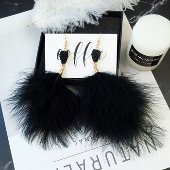 我心饰我羽毛耳环超仙长款流苏个性吊坠韩国性感网红毛毛耳坠女夸张大