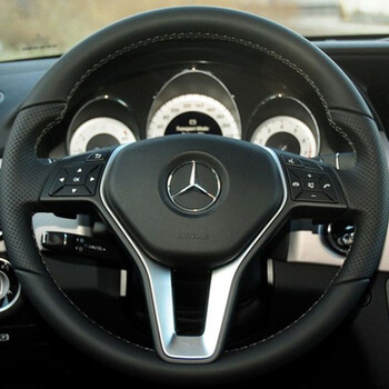 方向盘套奔驰c200/ml350/b180/glk260/e260l改装汽车把 纳帕皮黑皮