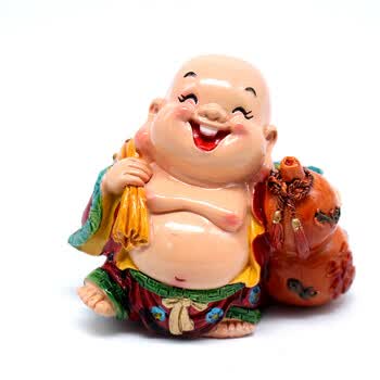 弥古 汽车摆件 新款树脂可爱卡通弥勒佛摆件 车载装饰用品创意摆件 车
