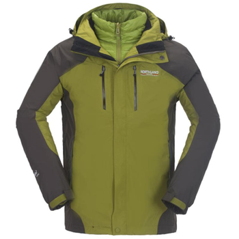 户外秋冬款 男式三合一冲锋衣 羽绒服内胆 gs035701 黄绿色/深棕色