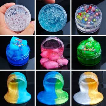 水晶泥slime泥史莱姆戳戳泥解压泥冰山泥珠光泥馒头泥棉花泥成品 缤纷