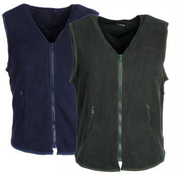 音然(yinran) 07绒马甲藏青军绿色抓绒防寒保暖开衫拉链式背心坎肩 深