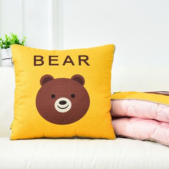 多功能靠枕枕头靠垫被定制汽车小被子空调被毯午睡枕 抱枕被爱笑熊