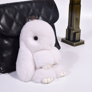 獭兔毛绒兔子挂件包包挂件书包挂饰懒兔 白色