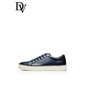 de verli 蓝色手涂牛皮休闲单鞋 蓝色 37