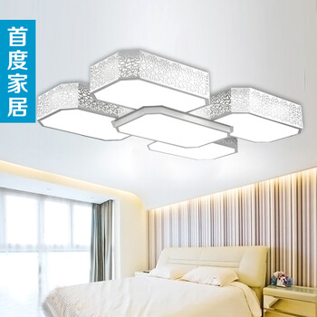首度 led吸顶灯客厅灯灯饰灯具 客厅 卧室灯 现代简约夜光家装节 五头长方三段变光
