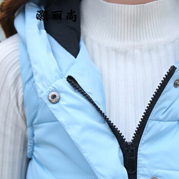 灏丽尚 2016冬季韩版修身中长款棉衣连帽羽绒棉服女马甲外套 红色 M