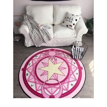 卡通简约北欧仙女网红圆形多功能慢回弹家居地垫地毯门垫 粉色 魔法阵