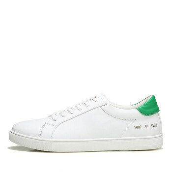 apple苹果真皮板鞋男韩版潮学生小白鞋男鞋滑板鞋休闲鞋 白绿 36