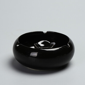 纳斯(feinasi)创意时尚个性青花陶瓷烟灰缸 家用多功能装饰摆件 黑色