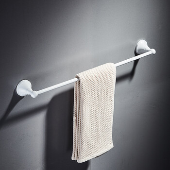 甜浴北欧全铜白色毛巾架浴室置物架浴巾架毛巾杆卫浴挂件套装免打孔