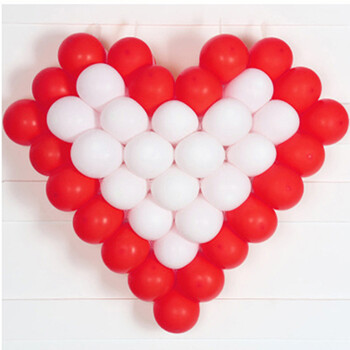 结婚婚庆用品心形气球婚房装饰房间布置派对5寸爱心造型 红25 白25