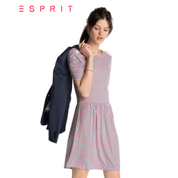 ESPRIT 女士休闲时尚淑女碎花连衣裙-045EE1E058 红色875 150/76A