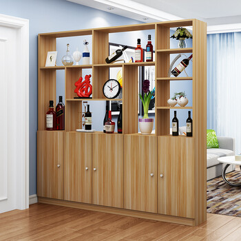 屏风柜门装饰酒柜简约组合简约进门装饰屏风玄关鞋柜酒柜 浅胡桃五门