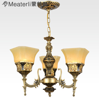 蒙特丽 客餐厅吊灯9125 欧式复古怀旧仿云石灯具(B) 3头