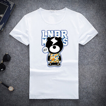 英伦班纳男短袖t恤圆领棉修身短袖打底舒适时尚透气t恤 白色 m