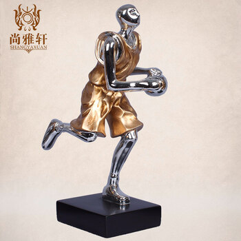 
                                        钜跃 现代简约创意抽象篮球运动员人物雕塑摆件家居软装饰品摆设艺术品生日礼物毕业礼物 铜色一套                