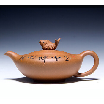 宜兴原矿紫砂壶茶具茶壶礼品 手工年年有鱼余功夫茶 黄段泥