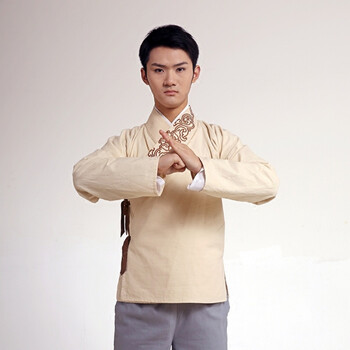 蒂卡黛汉服男装短打上衣短褐家居服单件 子默 图中色 xl码现货